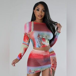 Mesh Skirt and Top Set